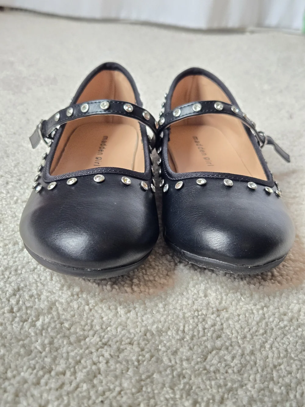 Madden Girl Black Studded Mary Jane Flats for Kids